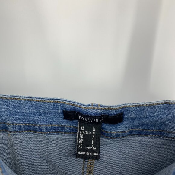 Forever 21 Denim Dress Blue Jean Bodycon Mini Overall Zip Front - Picture 4 of 9